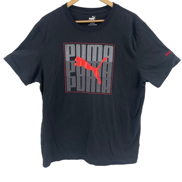 Puma Black T-Shirt Short Sleeve Graphic Print Casual Unisex Size XL - Picture 1 of 6
